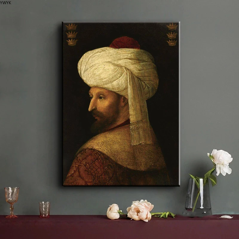 Fatih Sultan Mehmet Figure Art Portrait Canvas Painting Wall Prints Posters Wall Pictures for Living Room Home Wall Cuadros