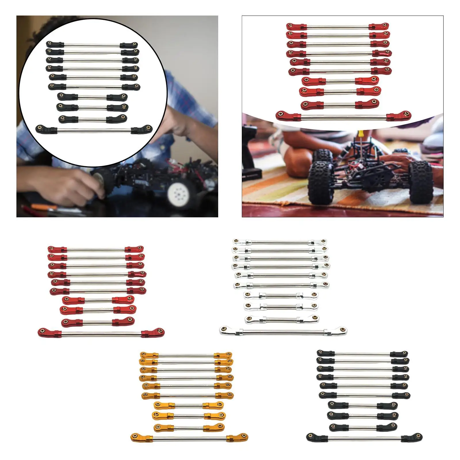 10 قطعة RC التوجيه سيرفو رابط RC نموذج سيارة لتقوم بها بنفسك RC نموذج قطع غيار السيارات لعبة مجسمة ترقيات ل 104026   1/10 سيارة هواية RC