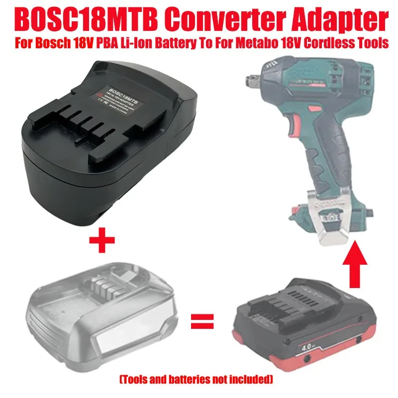 HAKSINKY BOSC18MTB Power Tool Battery Adapter Converter for Bosch 18V PBA Li-Ion Battery Convert To for Metabo 18V Cordless Tool