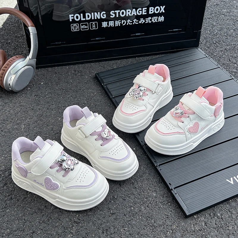 

Kids Fashion Shoes with Sweet Bears Girls Princess Casual Shoes Elegant 2025 Autumn New Children Running Shoes Soft Bottom