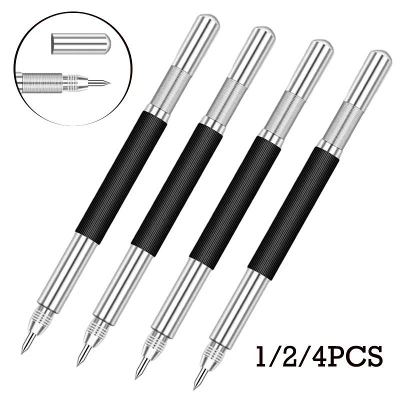 1/2/4PCS Tungsten Carbide Tip Scriber Marking Etching Pen Double Head Scribing Marker For Ceramic Glass Metal Wood Hand Tool