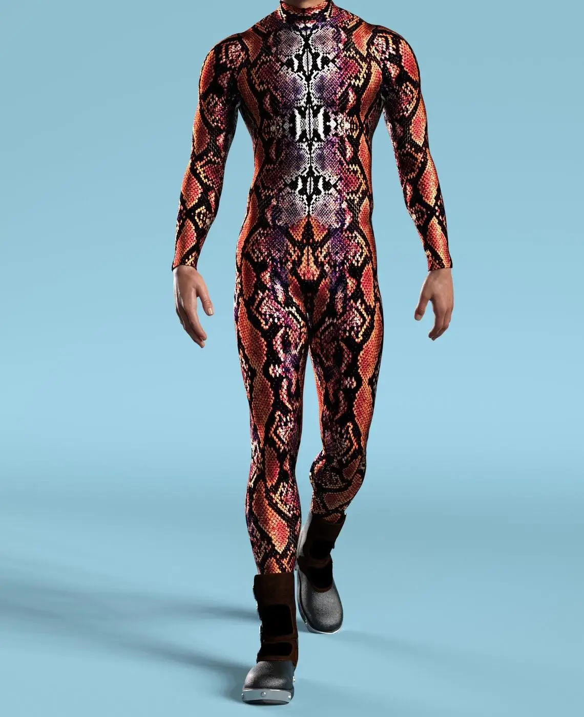 IOOTIANY Mech-Style Halloween-Bodysuit mit Aufdruck für Männer, Schlanker Langarm-Cosplay-Karnevalskostüm, Enger Jumpsuit Zentai 2026 – Detail 12