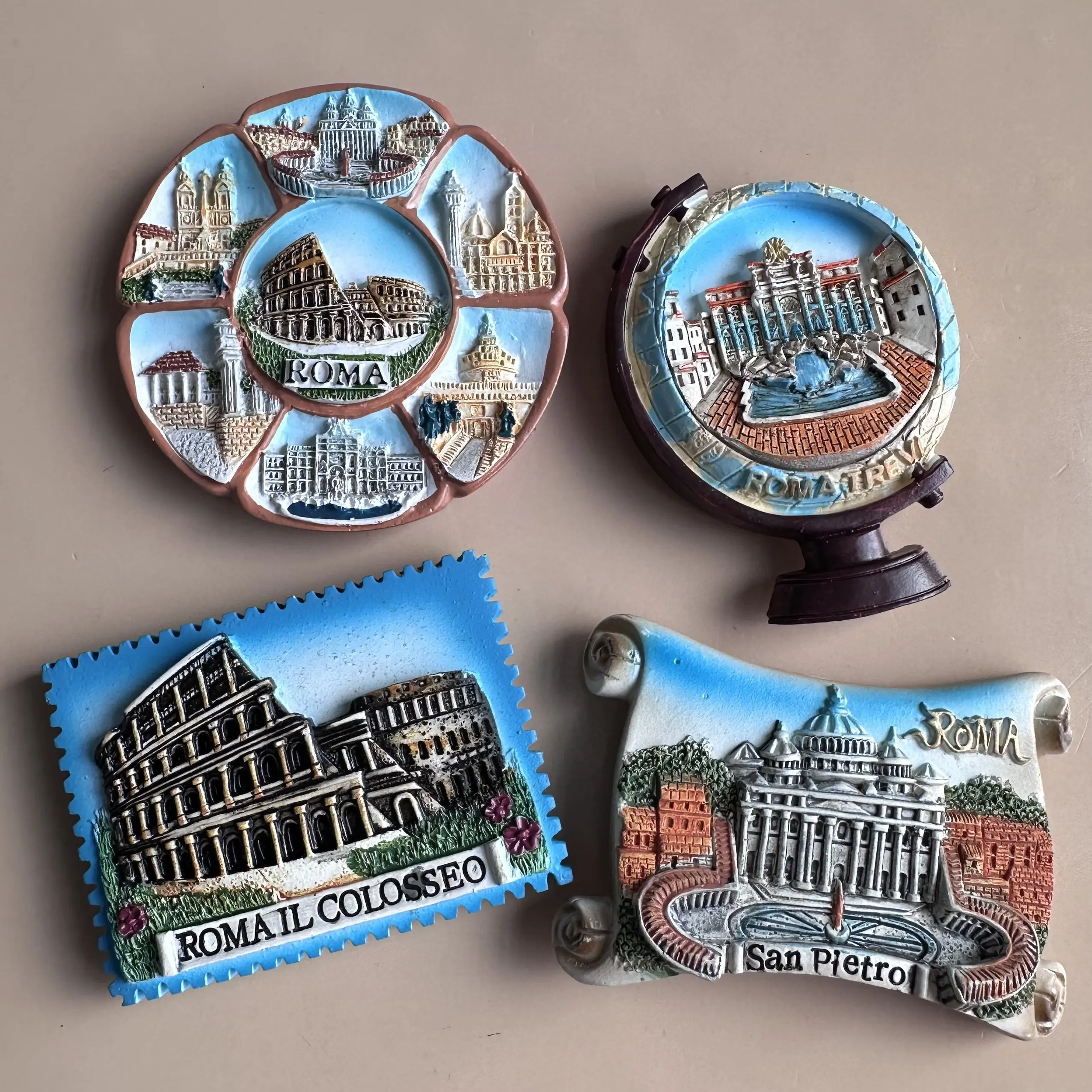 Colosseum San Pietro Rome Italy 3D Resin Fridge Magnet Travel Souvenir Gift, Hand Painted Handicraft Home Decor Collection