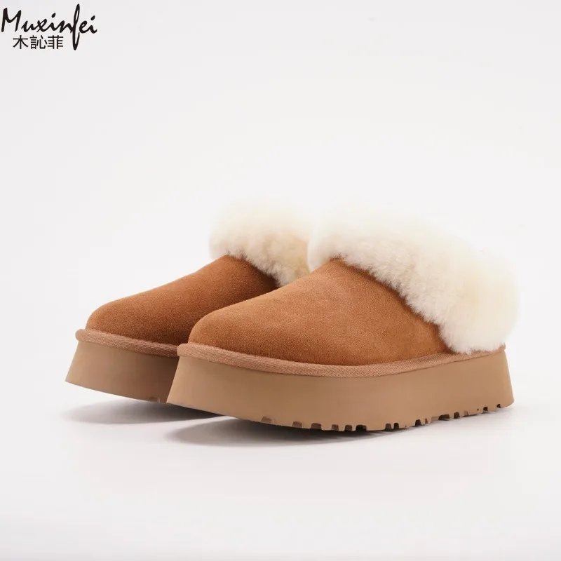 2025 겨울 신상 두꺼운 밑창 털부츠 여성용 양털 통합 두꺼운 여성 부츠
