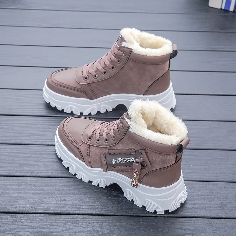 2025 Nuovo Inverno Stivali di Cotone di Alta qualità per Le Donne Peluche Scarpe Da Ginnastica Calde Lace-up Signore Casual Piattaforma Stivali Da Neve Botines De Mujer