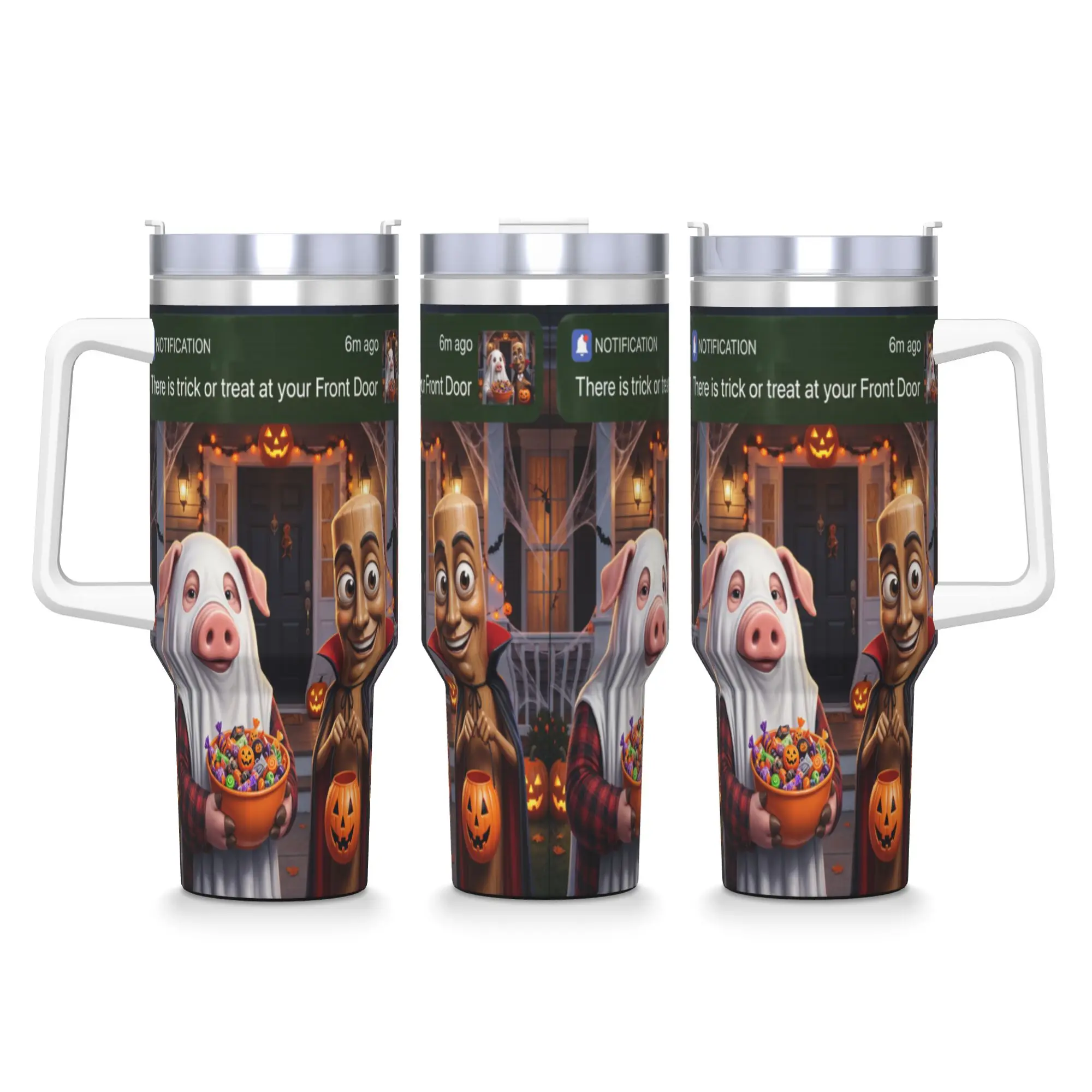 Motion At Your Door Tung Sahur Brainrot Halloween Stainless Steel Tumbler Travel Mugs Cup Large Coffee Mug Milk Tea Water Bottle