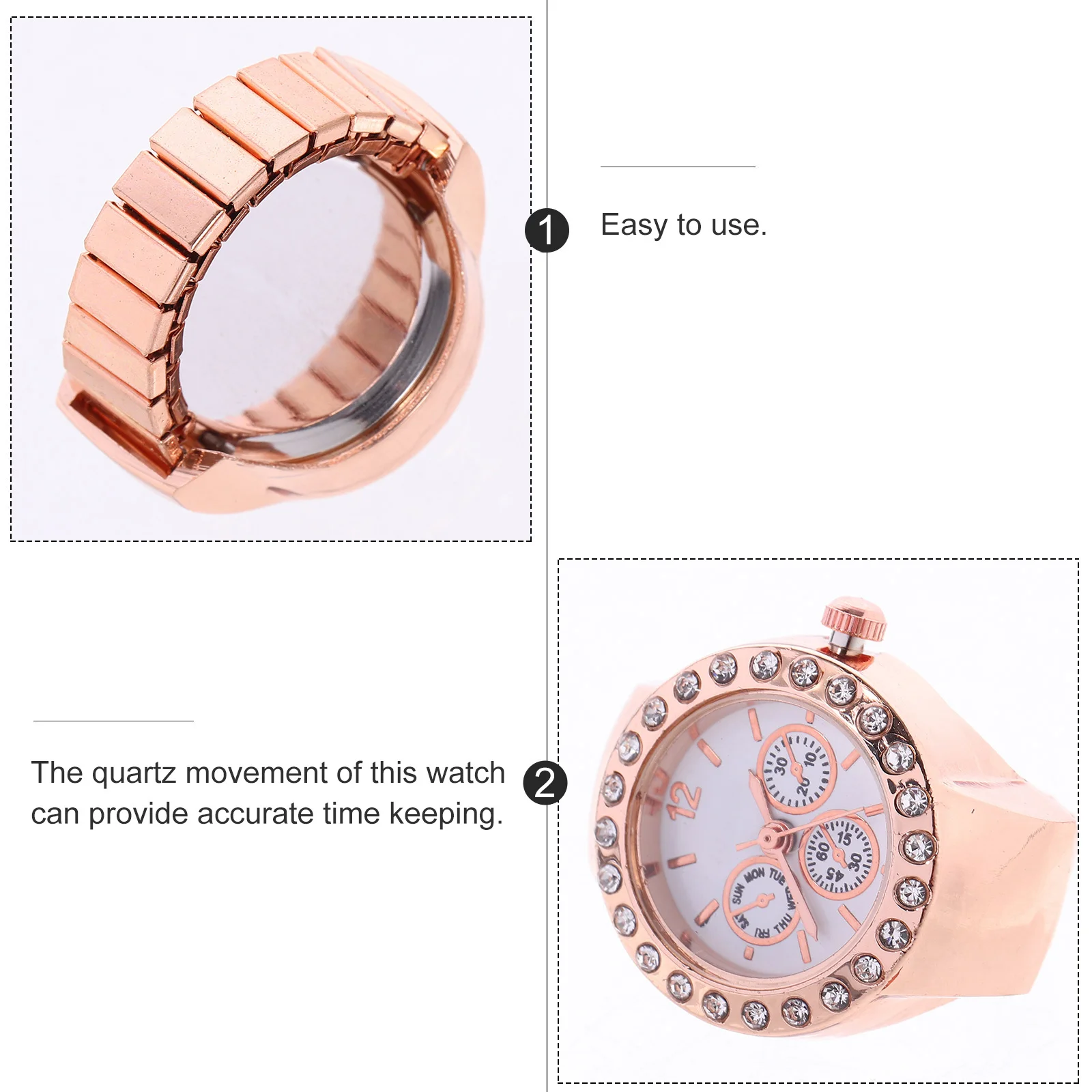 Montre à bague, mouvement à Quartz, chronométrage précis, port confortable, bijoux à la mode, Design rond, décor en strass