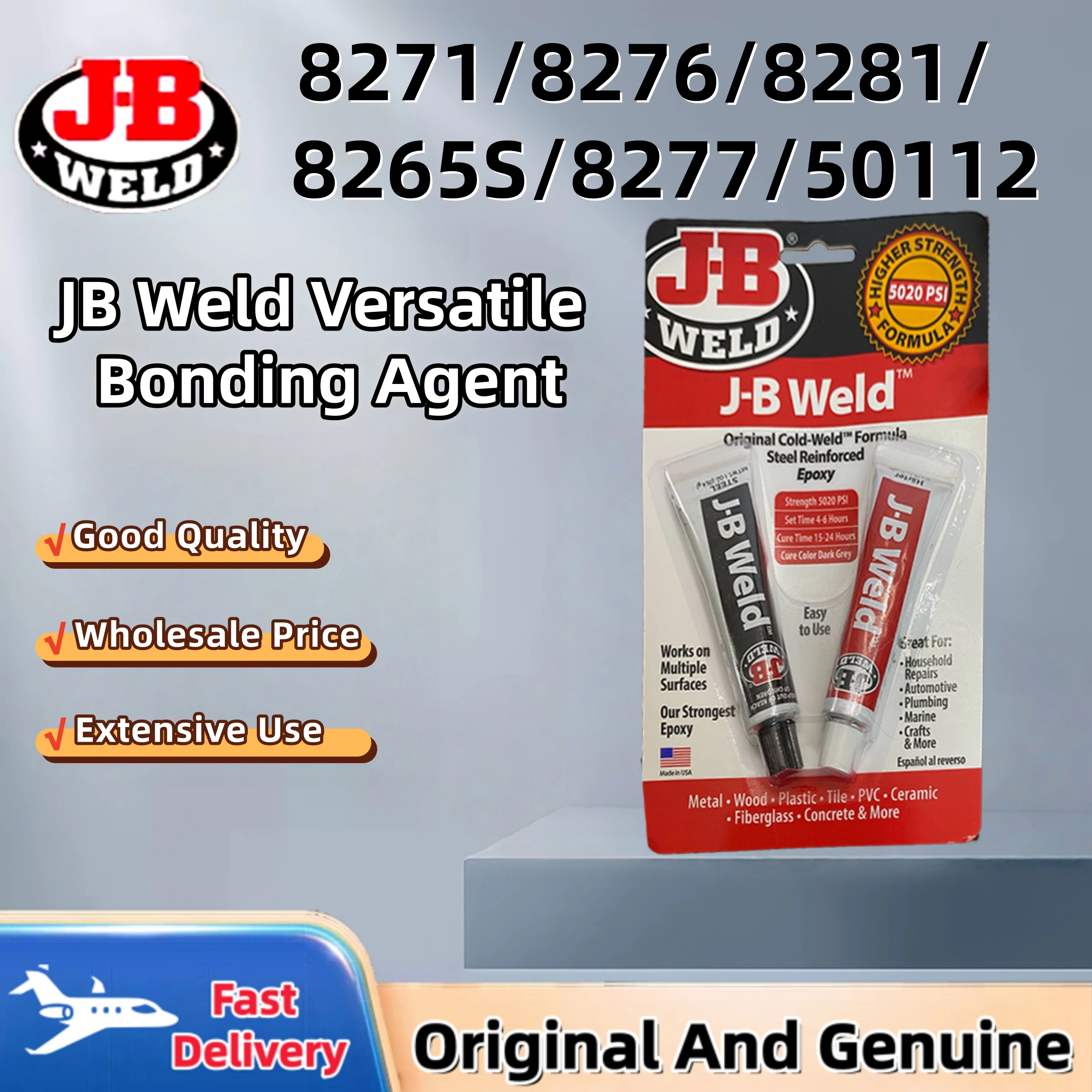 Kit de Adhesivo Epóxico de Secado Rápido JB Weld 8276, Agente de Unión Versátil para Metal, Plástico, Madera, Cerámica, Reparaciones del Hogar y Automóviles