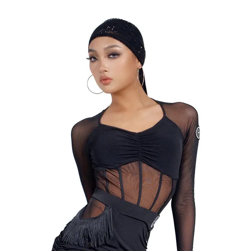 2026-new-latin-dance-practice-performance-costumes-women-clothing-mesh-long-sleeve-top-chacha-rumba-samba-dance-clothes-dn23652