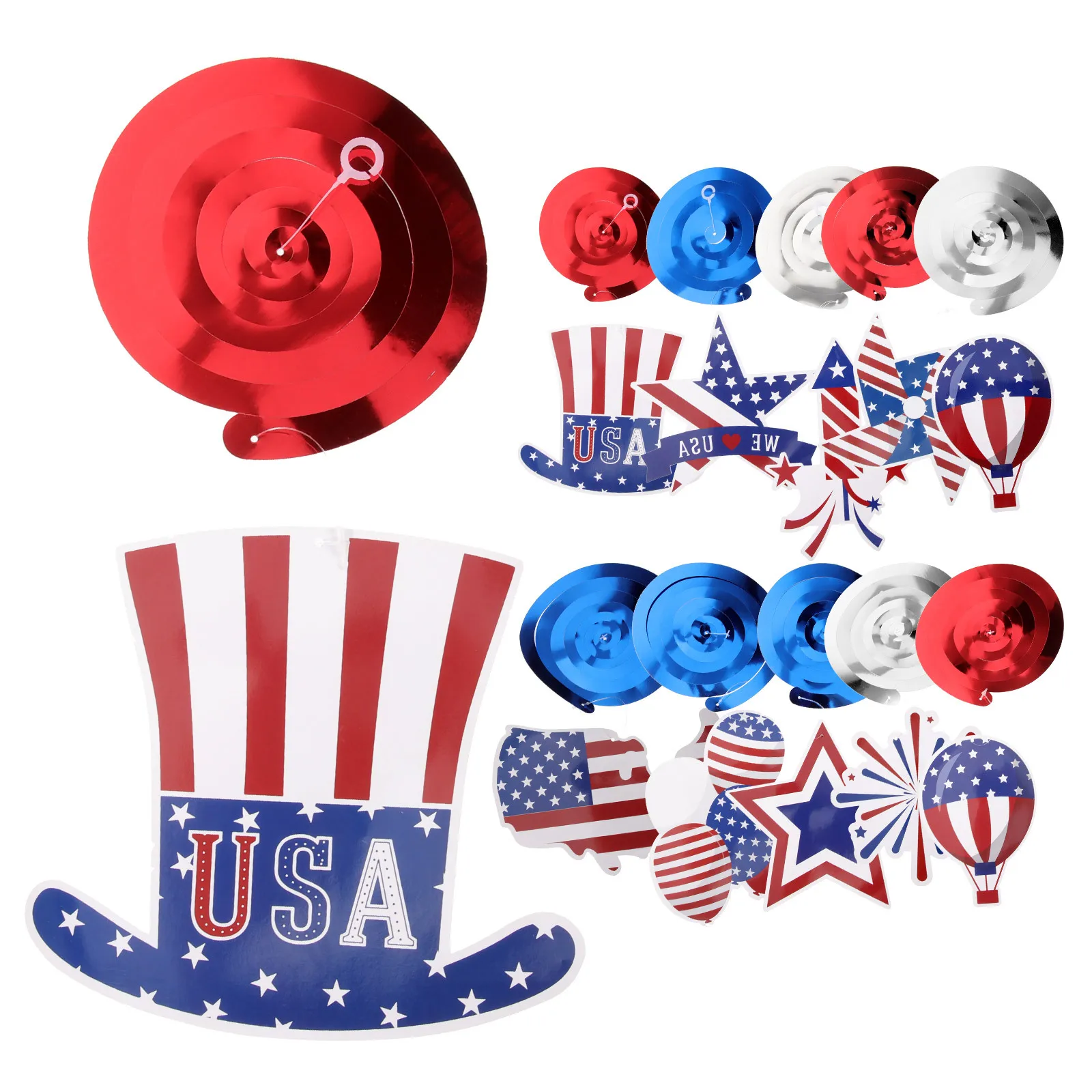 

30Pcs Independence Day Spiral Pendants Hanging Swirls Decorative Party Ornament for Home Mall Hotel Festival Celebration