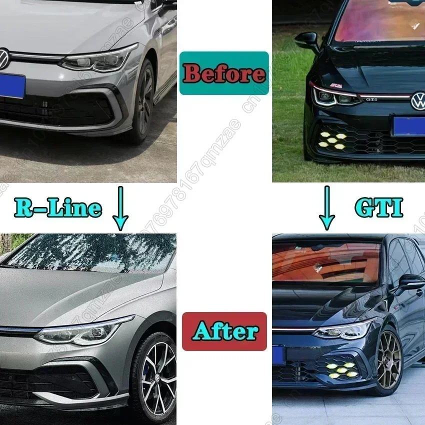 Front Bumper Fog Upgrade CS fangs Style Spoiler Knife For VW Golf MK8 8 GTI R-LINE 2021-2024 Fog Lamp Orotective Cover Body Kits