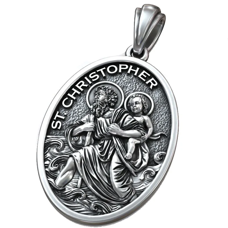 

10 г христианский кулон «Святой Христофор носить Христа», индивидуальный серебряный кулон «СОЛЬНЫЙ СТЕРЛИНГ» 925 пробы