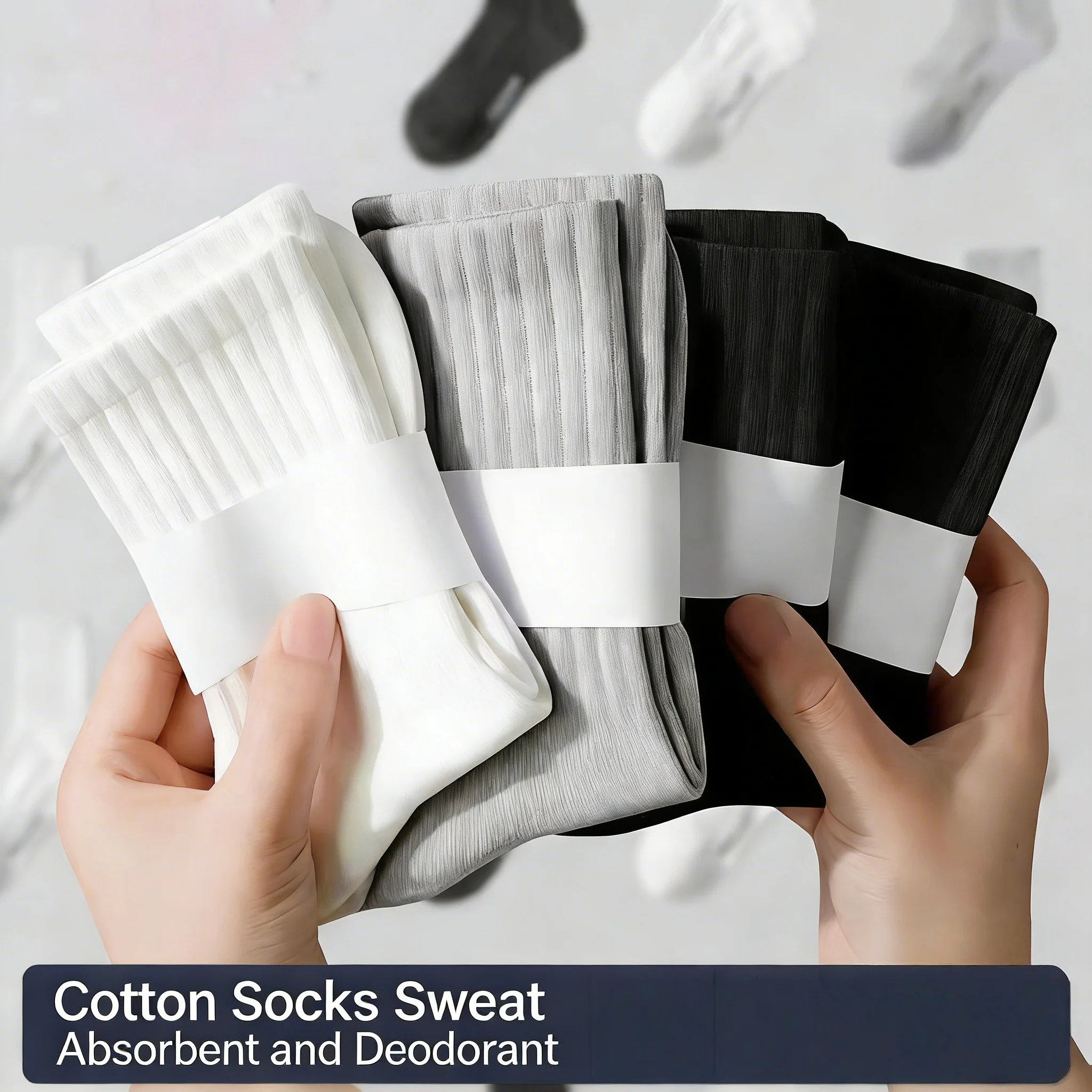 5 Paar mittellange Herrensocken, einfarbig, schweißabsorbierend, atmungsaktiv, elastisch, für den täglichen Gebrauch, neutrale Sportsocken