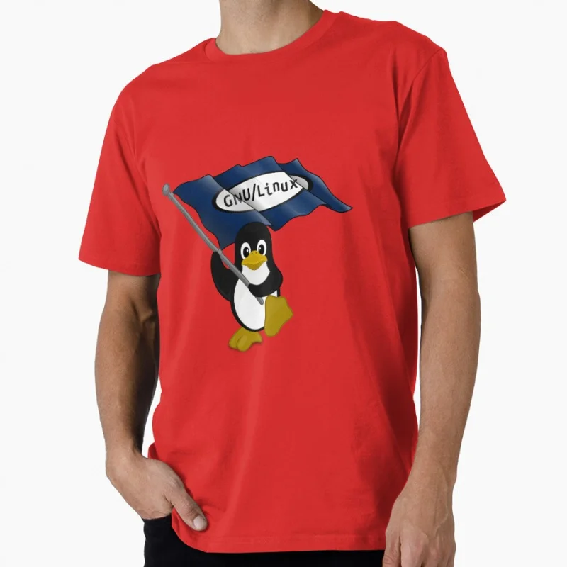 تي شيرت Tux GNU Linux Flag Penguin هدية مضحكة لمطور ملابس مهندس البرمجيات 100% قطن مطبوع تي شيرت كبير الحجم #5