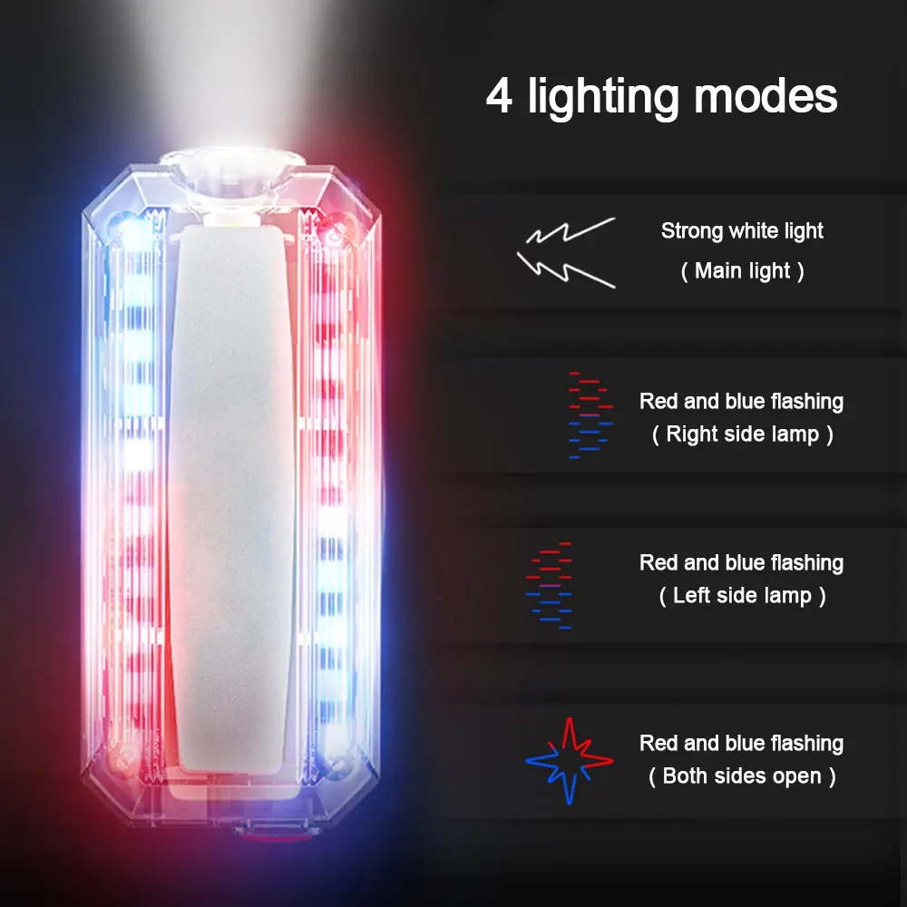 Red&Blue Strobe LED Warning Light Police Shoulder Clip Safety  Warning Light Outdoor Running Waterproof Work Lamp Helmet Light