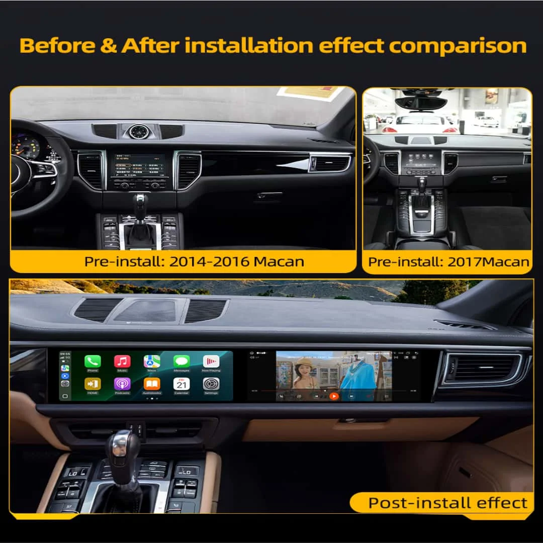 For Porsche Macan 2011-2017 Radio Android 2din Car multimedia Video Player HU 8G+256GB 4G LTE wireless Dual Screen BT Carplay