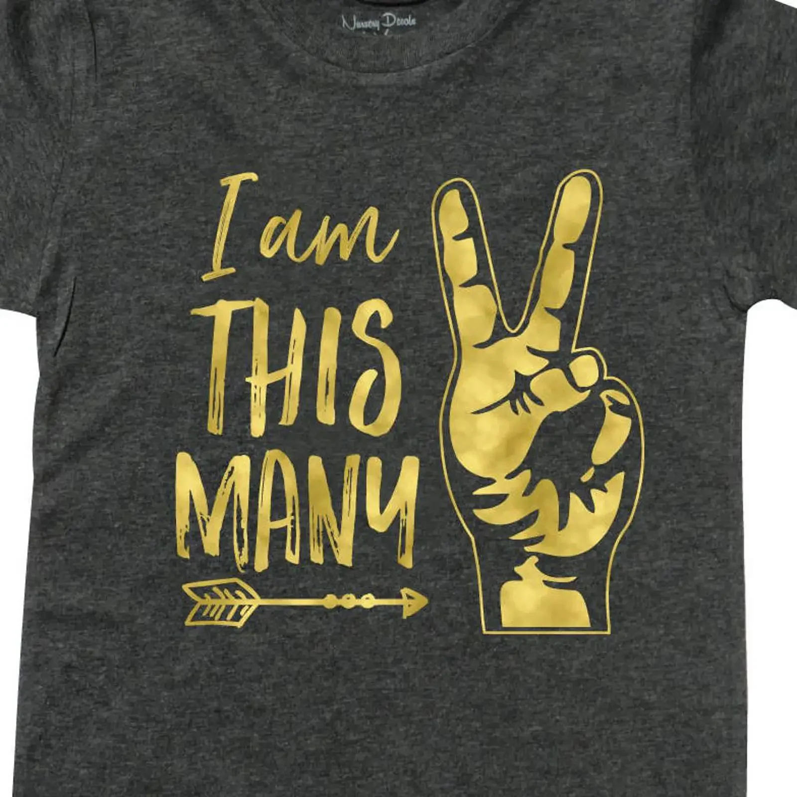 I am This Many 2nd Birthday Gold Foil Fingers T Shirt  vintage Washed Breathable Top For Everyday Wear Soft Stretched