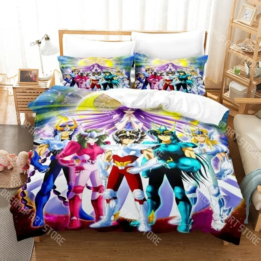 

Модный комплект постельного белья с 3D принтом в стиле аниме Saint Seiya для мальчиков и девочек, полный размер, пододеяльник, наволочка, кровать для взрослых, спальня