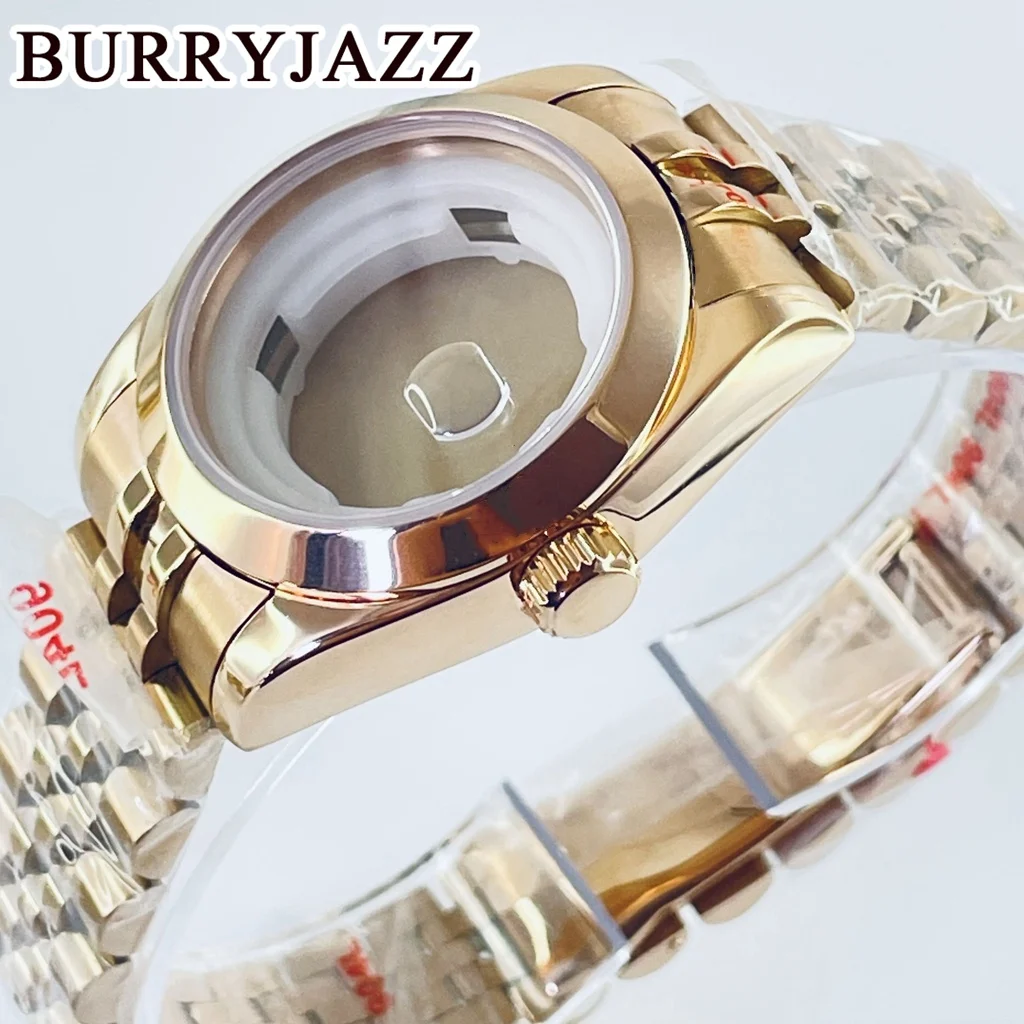 Burryjazz-ピンクゴールドの時計ケース,サファイアクリスタル,ステンレススチール,防水,nh05,nh06,31mm