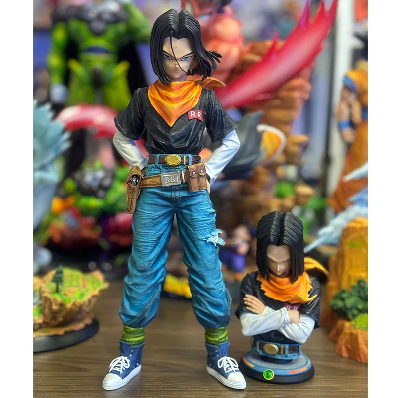 Dragon Ball Z Figure Black Pearl Android 17 Figure Android 18 Replaceable Half-Body Figure Statue Decoration Toy Christmas Gifts