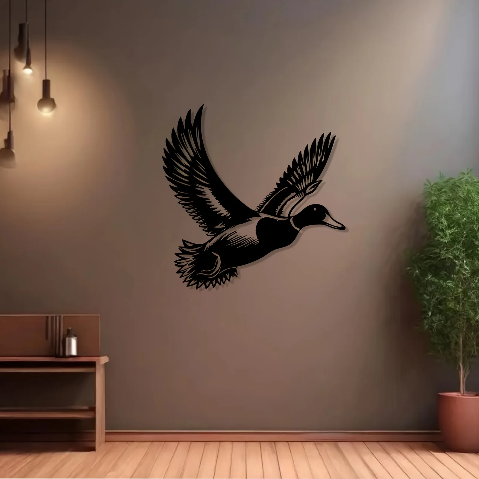 Flying Duck Metal Wall Art Iron Bird Sculpture Rustproof Garden Fence Outdoor Hanging Mural Wildlife Pond Decor Easter Gift