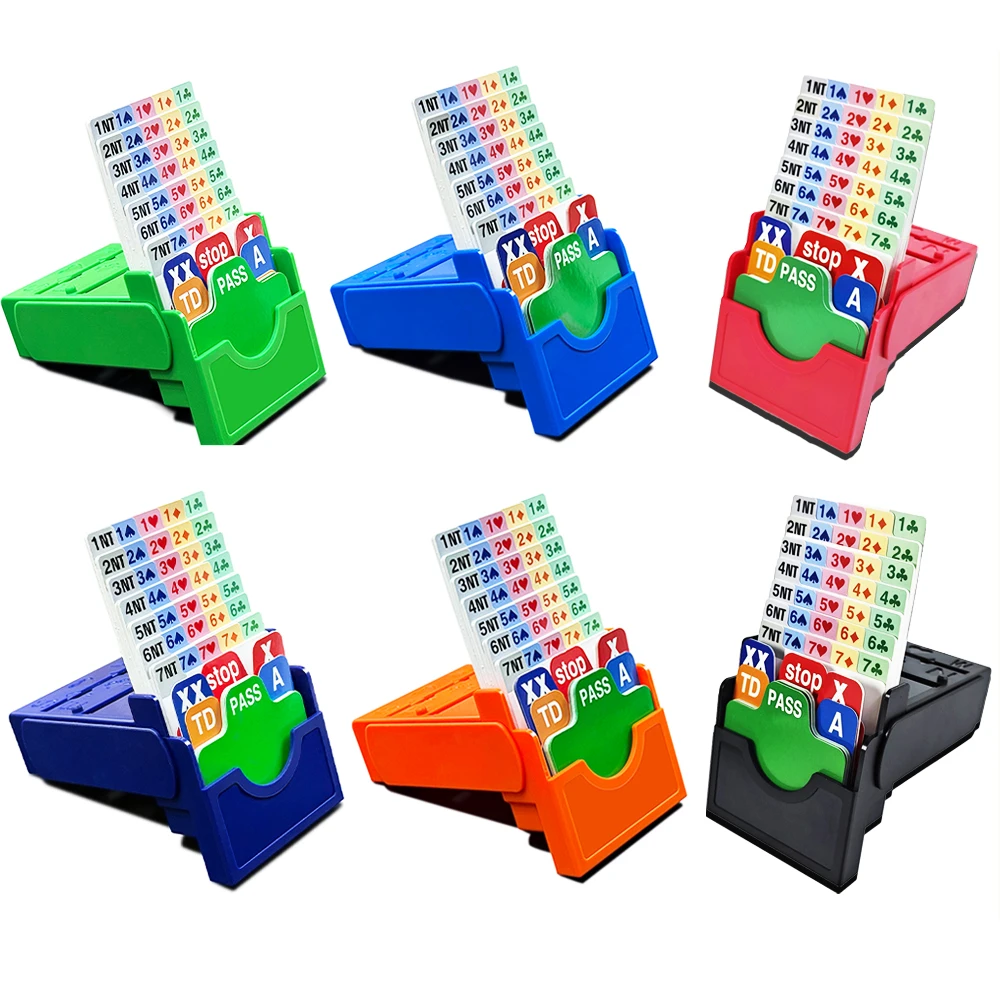 (Set of 4)Contract Bridge Supplies PVC Vertical Plastic Call Card Box, Bridge Partner Bidding Box with Bridge Bidding Cards