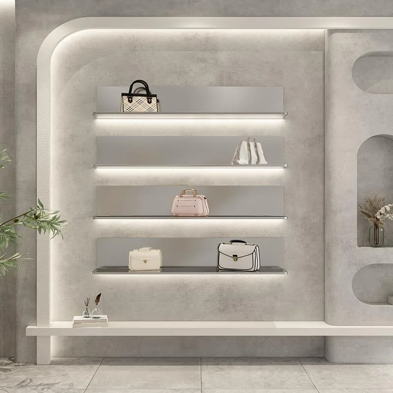 Clothing store wall rack stainless steel luminous word board wall hanging cosmetic display rack