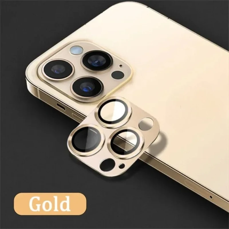 Protector de cristal de lente de cámara de Metal para IPhone 17 16 15 Pro Max 12 13 Mini 14 Plus 16 Plus 13 Pro Max accesorios de cubierta de lente de vidrio