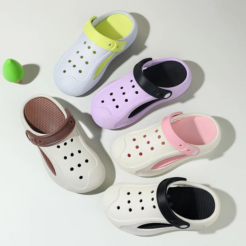 

Детские сандалии, новинка 2024, сабо из ЭВА для детей, весенне-летняя пляжная обувь, легкие полые тапочки с закрытым носком для мальчиков и девочек