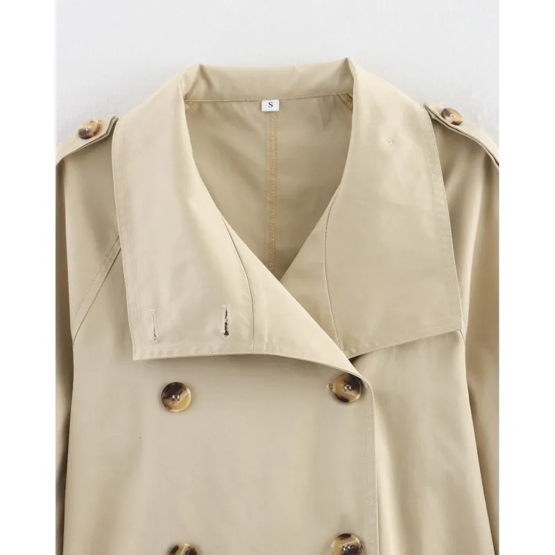 ملابس نسائية فردية عصرية الأكثر مبيعًا AliExpress تتميز بتصميم طية صدر السترة الرجعية معطف قصير مزدوج الصدر