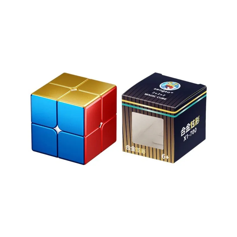 SengSo aleación 2x2 Cubo 2x2x2 Cubo de velocidad profesional Anti-compresión 6-12y Cubo Mágico juguetes para niños