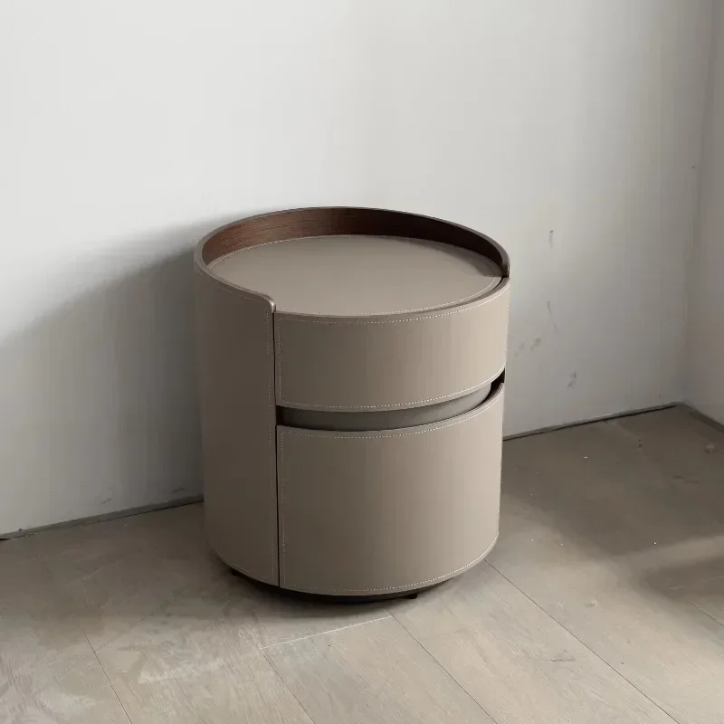 Selected Good Items 2025 Cross-border Modern Saddle Leather Design Furniture Bedside Table