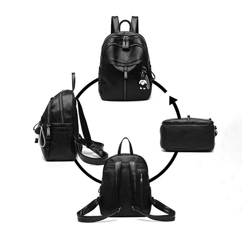 Pu Leder Frauen Damen Rucksack Mode Lässig Große-Kapazität Reisetasche Student Rucksack Koreanische Rucksack Für Frauen