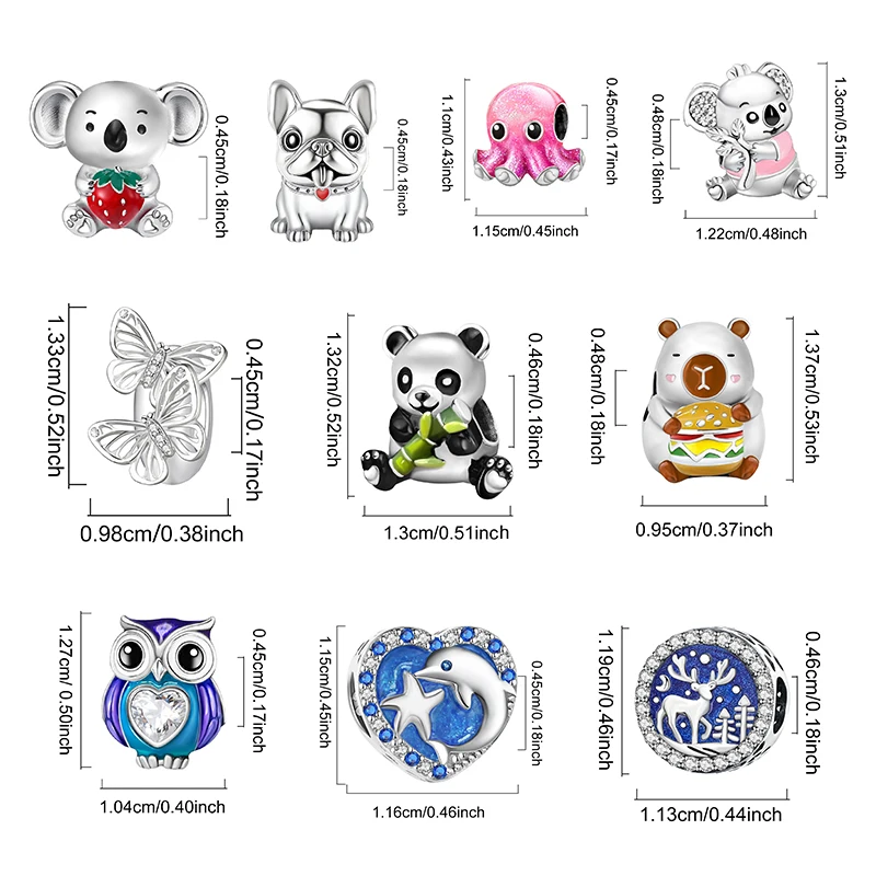 925 Sterling Silver Cute Dog Butterfly Kapibala Octopus Charms Beads Fit Original Bracelet Bangle High Quality DIY Jewelry