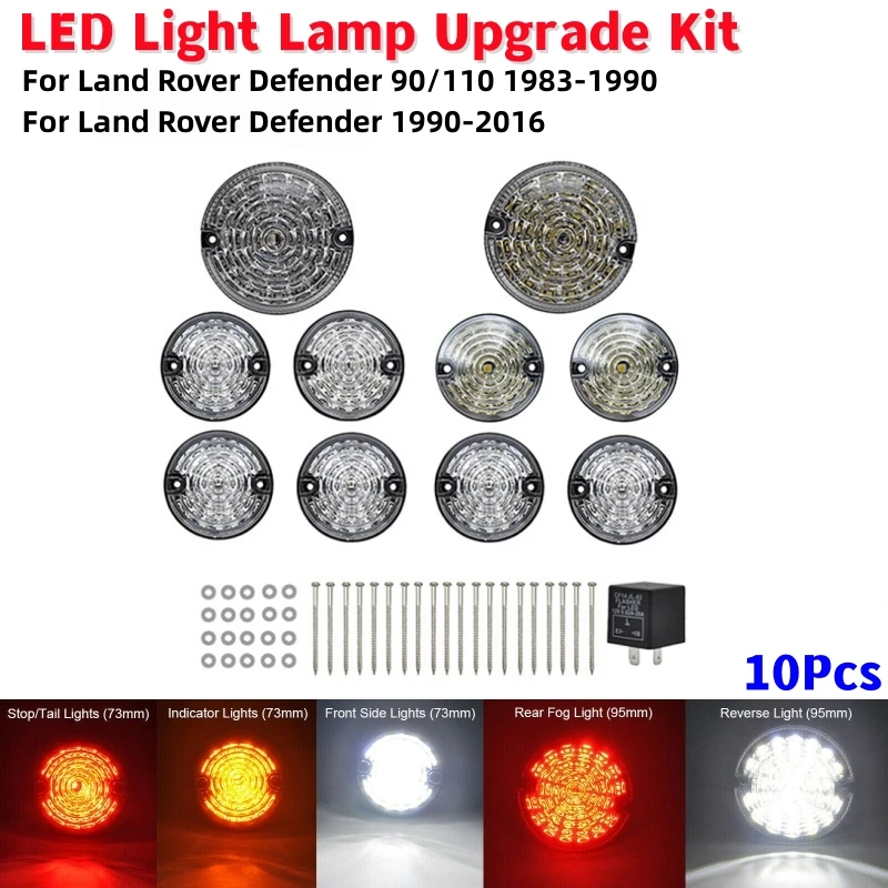 

10Pcs/set Car Modified Light Kit Car Lights Accessories For Land Rover Defender 90/110 1983-2016