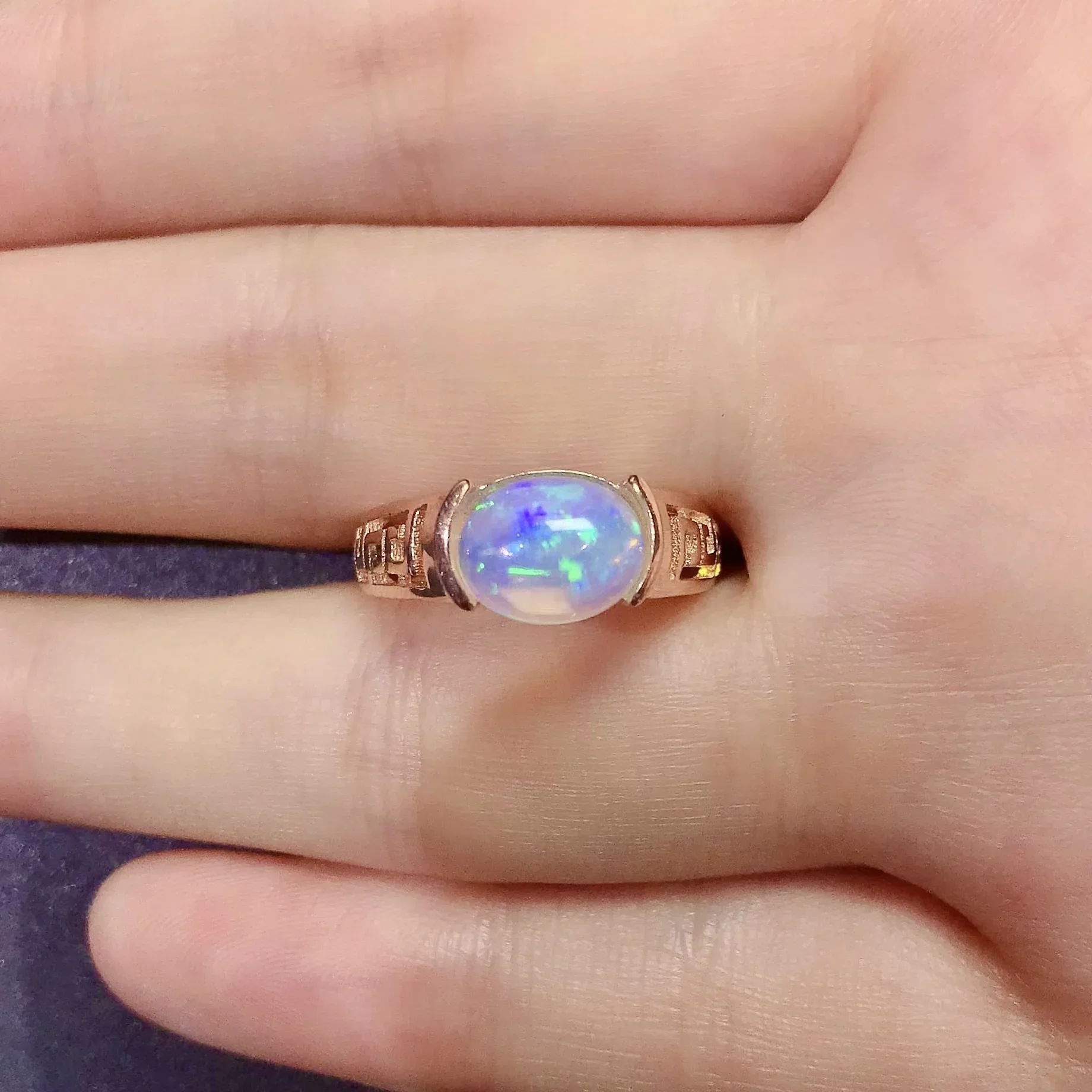 

100% Natural Opal Simple 925 Silver Opal Ring for Daily Wear 7mm*9mm 1ct Silver Ring Simple Sterling Silver Opal Jewelry