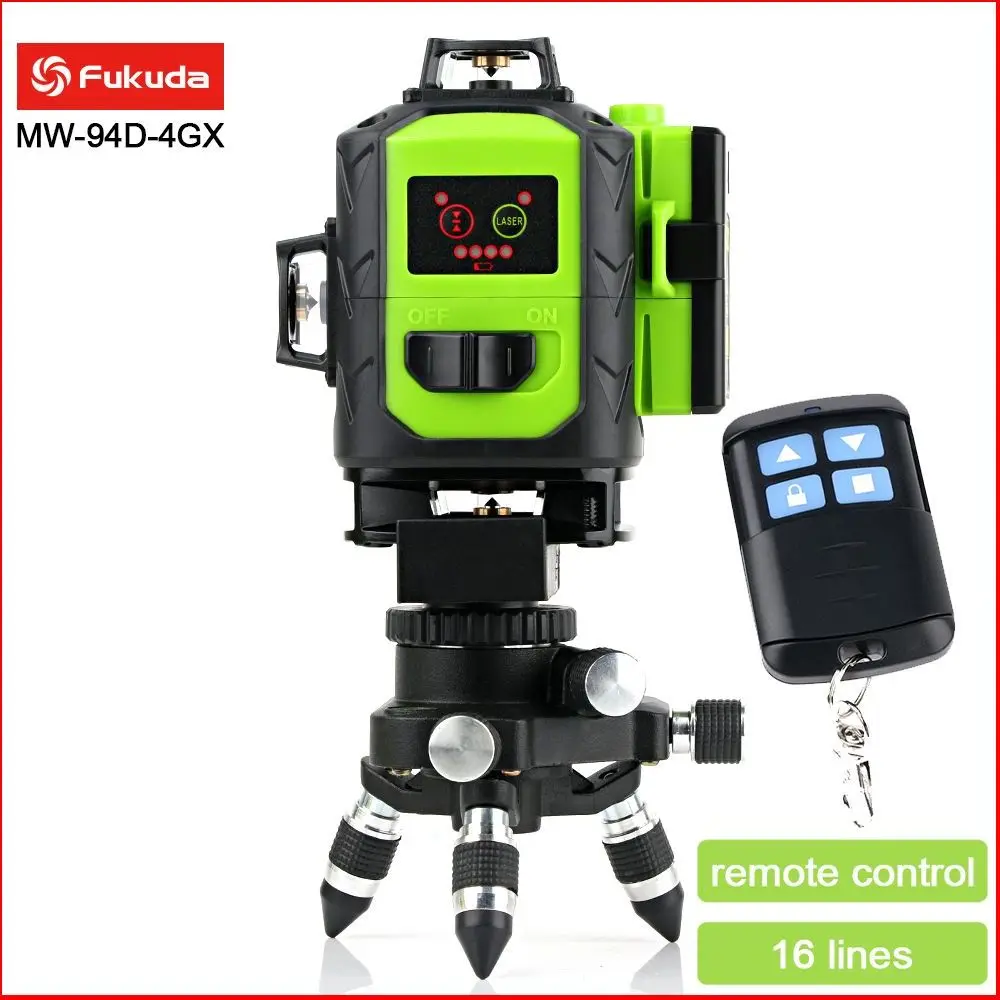 515NM Class ll，Fukuda MW-94D-4GX 16 Line DIY Rotary Laser Level Industrial 360 Vertical Horizontal Self-Leveling Bracket