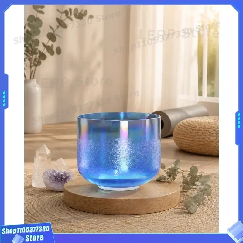 STAR LINKUP 7 Inch Clear Quartz Singing Bowl, Glacier Flowing Sand Cosmic Light 432Hz Chakra Balancing Sound Healing With Mallet