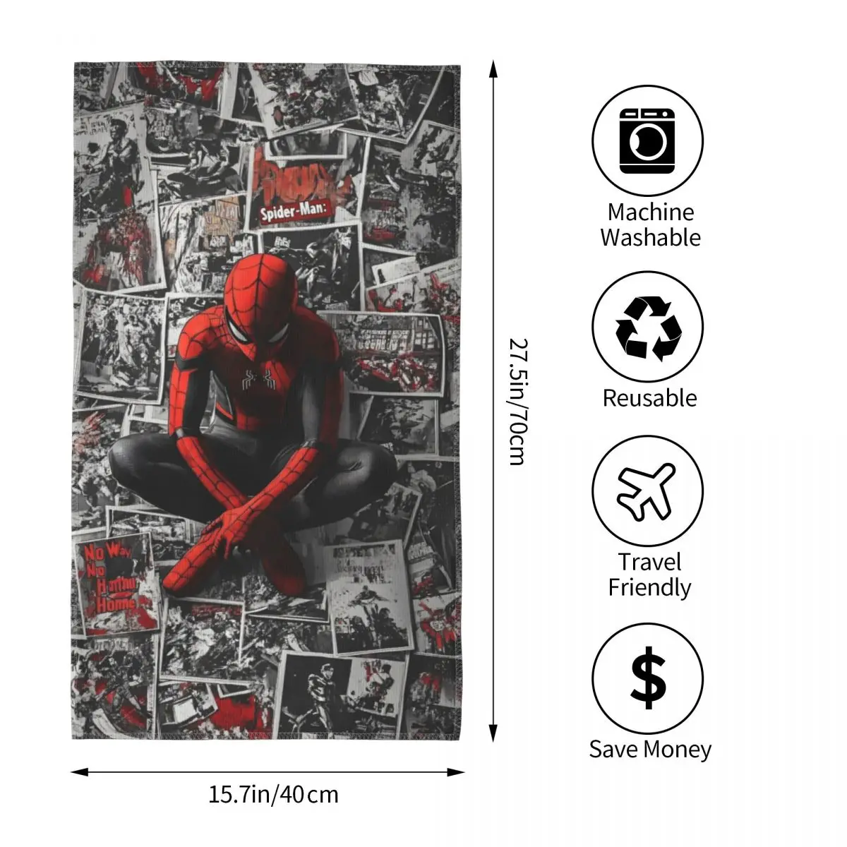 Cool Cartoon Spider-Man Superhero Gym Yoga Towels for Men Women Soft Microfiber Hand Towel for Bathroom Kitchen Decor