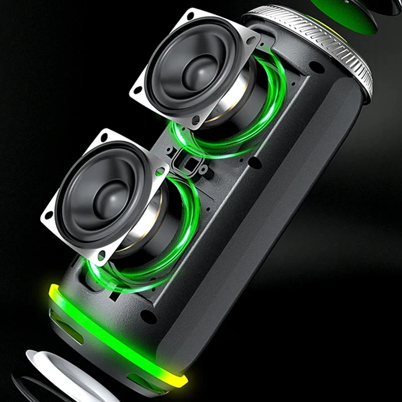 360 Stereo Wireless Bluetooth Speaker, Waterproof Speaker with Color Mood Light, Outdoor Camping Speaker Subwoofer-ABFB