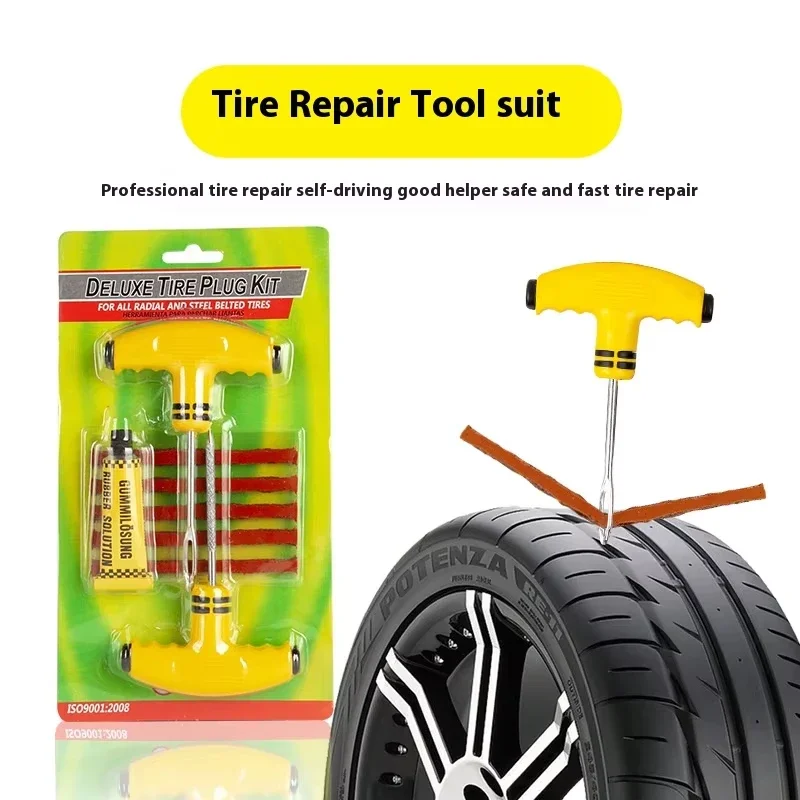 Kit Riparazione Rapida Pneumatici con Colla, Set Attrezzi per Riparazione Forature Auto, Strisce Adesive per Emergenze