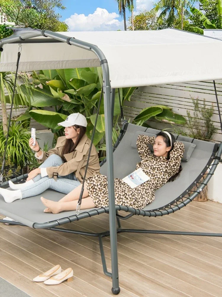 

Swing Glider Internet Celebrity Outdoor Indoor Hanging Hammock Courtyard Garden Aluminum Alloy Outdoor Swing Lying Bed