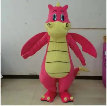 New Adult Halloween Christmas Halloween Pink Dinosaur With Wings Cartoon Mascot Costume Plush Fancy Dress Mascot Costume