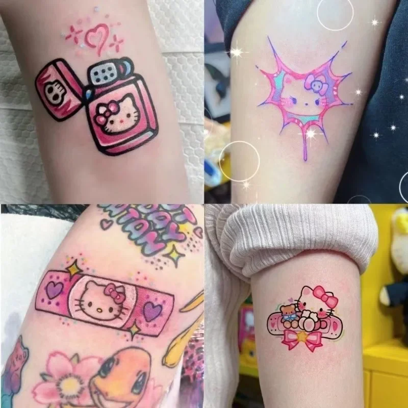 Sanrios Characters Hello Kitty Kuromis Cartoon Temporary Tattoos Cute Waterproof Long-lasting Tattoo Sticker Durable Color Gifts