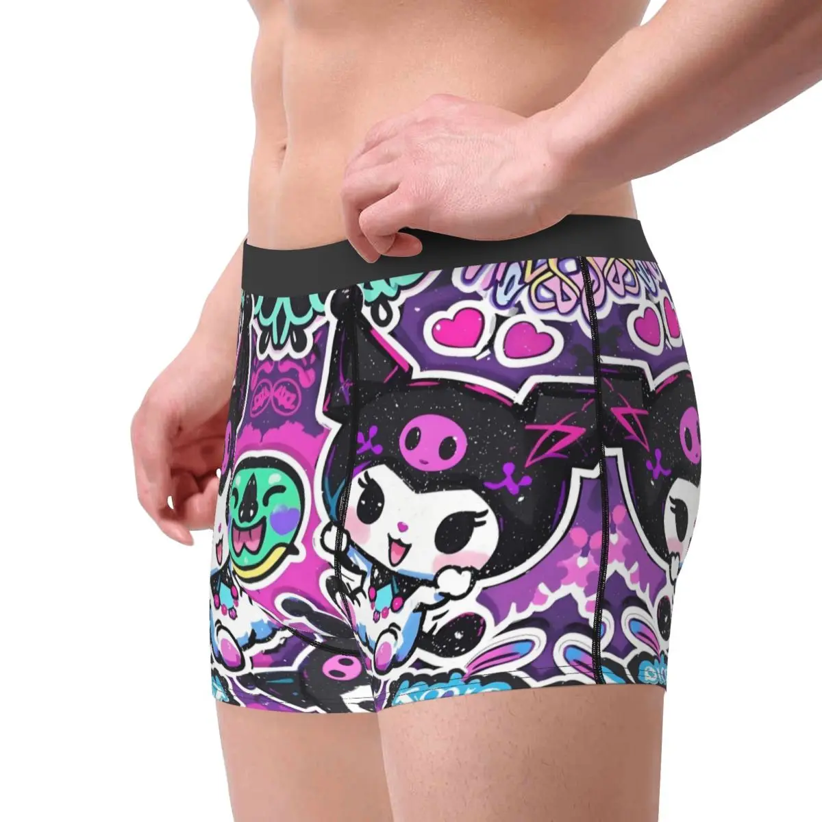 Custom Kuromi Cartoon Movie Underwear Men Print Classical Anime Boxer Shorts Panties Briefs Soft Underpants