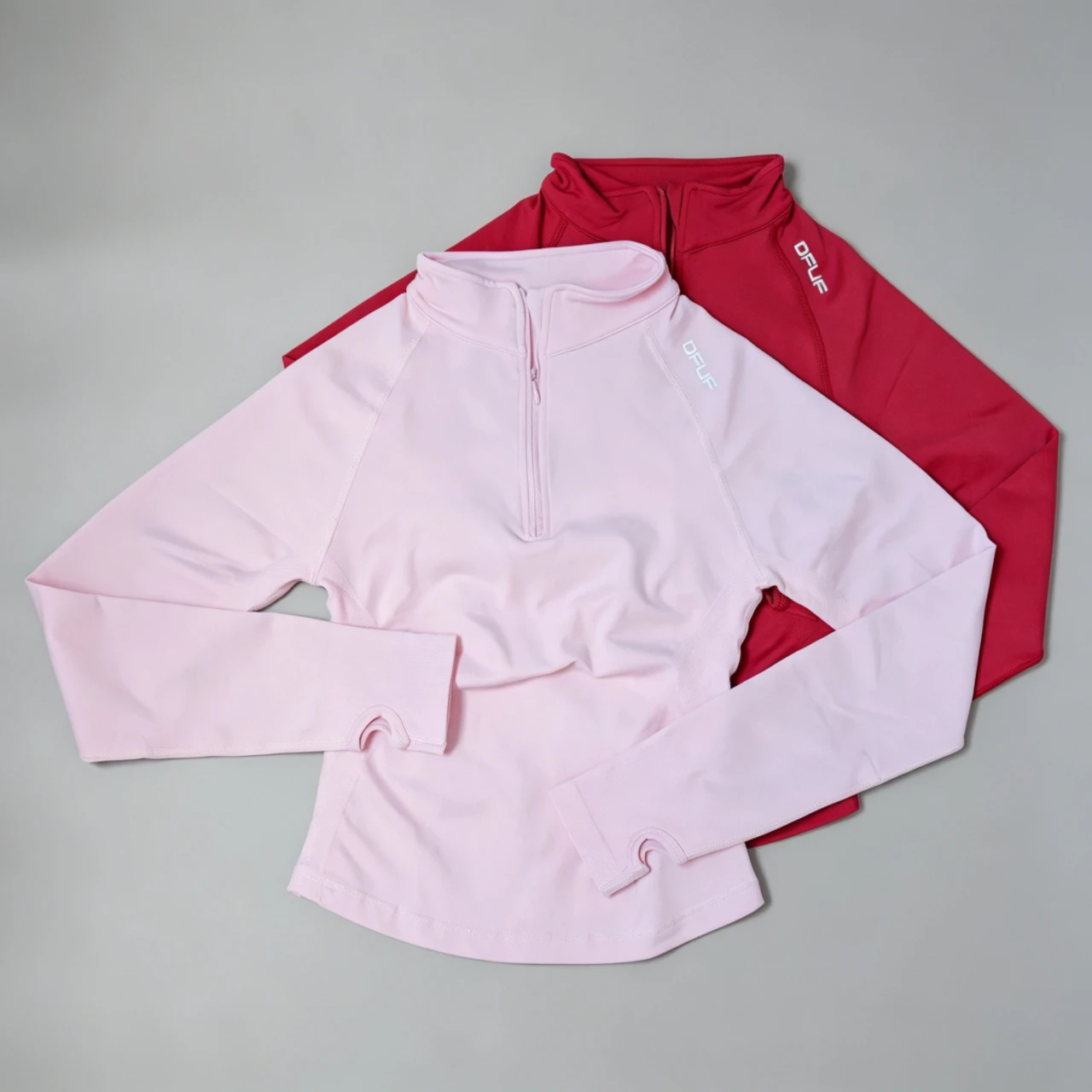 2026 New DFUF Slim Fit Half‑Zip Yoga Top For Women Thumb Hole Design For Yoga Workout Running Cycling Fitness