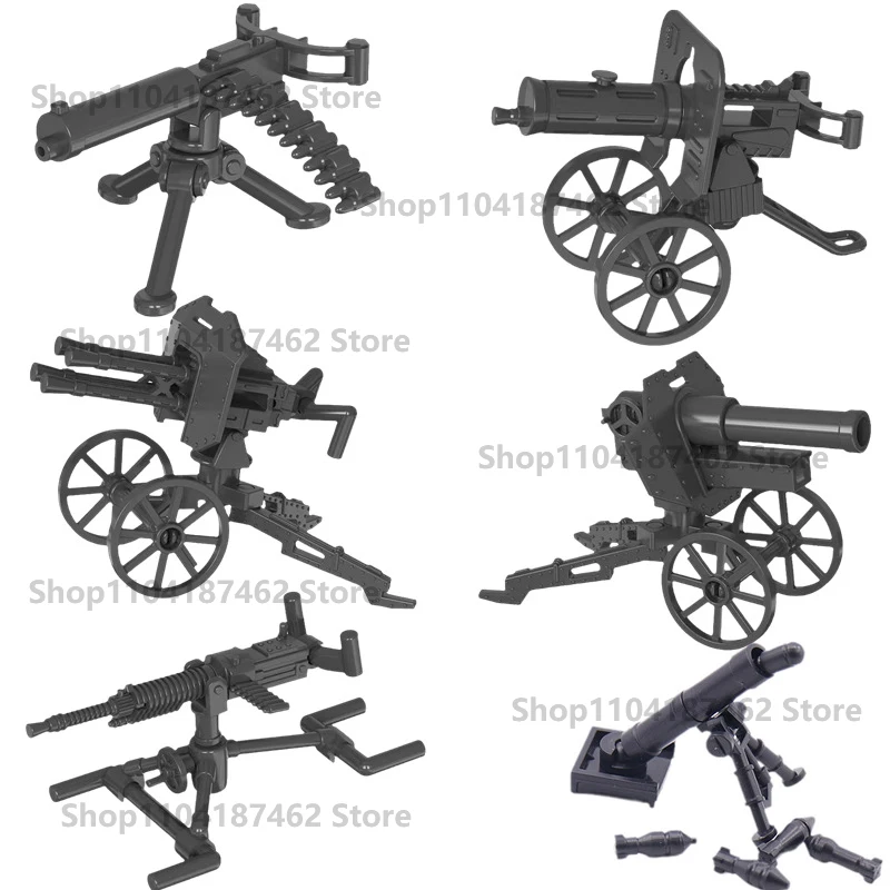 Military Special Police Armed Accessory Building Blocks Mountain Gun Quadruple Machine Gun Explosion-proof Suit Police Dog Block