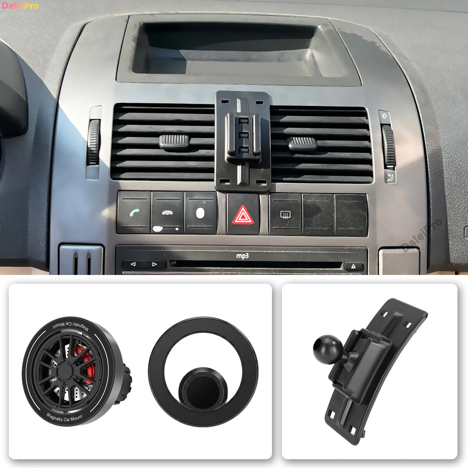 Custom Fit for Volkswagen VW Polo 2002 2003-2009 Magnetic Phone Mount Airflow Cooling Phone Holder 360° Swivel Phone Holder Base
