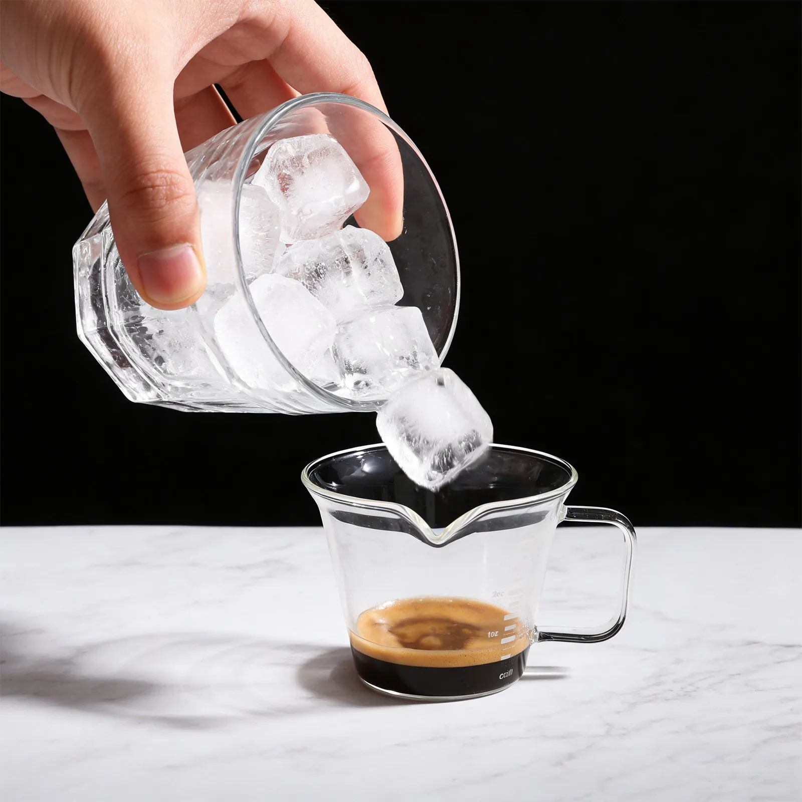 100 Ml Clear Glass Espresso Measuring Cup with Graduated Scale Ergonomic Handle Smooth Rim for Coffee Brewing Milk Frothing