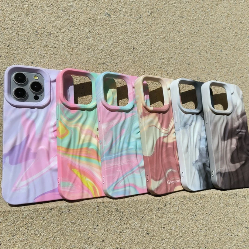 

INS стильный плиссированный волнистый чехол для телефона iPhone 16 Pro Max 15 14, мягкие чехлы из ТПУ для мобильных телефонов iphone 13 Pro Max 12 11 Fundas